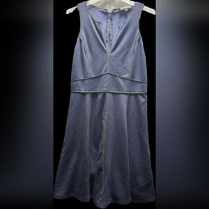 Adelyn Rae Blue Sleeveless V-Neck A-Line Mini Dress With Black Trim